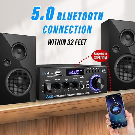 Daakro AK45 Stereo Audio Amplifier 300W Bluetooth 5.1