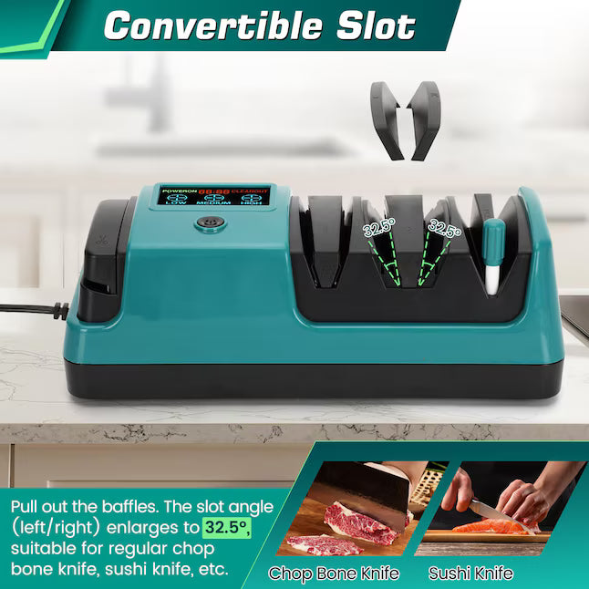 Electric Knife Sharpener with Three Speed Settings for Kitchen